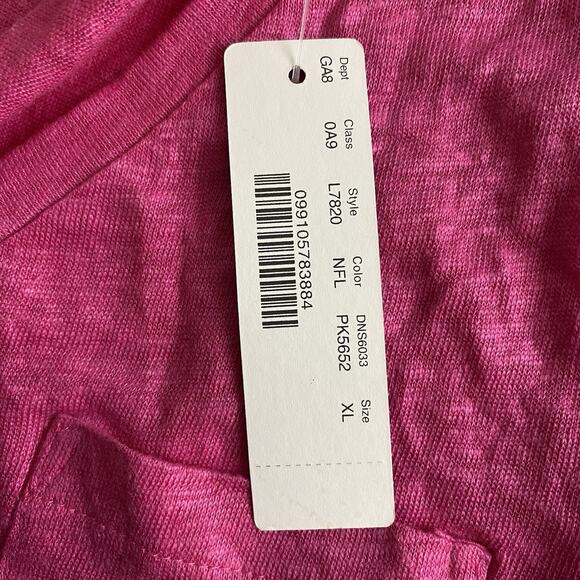 J.Crew Womens 100% Linen Tee Shirt Stretch Short Sleeve Sz XL Candy Pink NWT - Picture 5 of 11